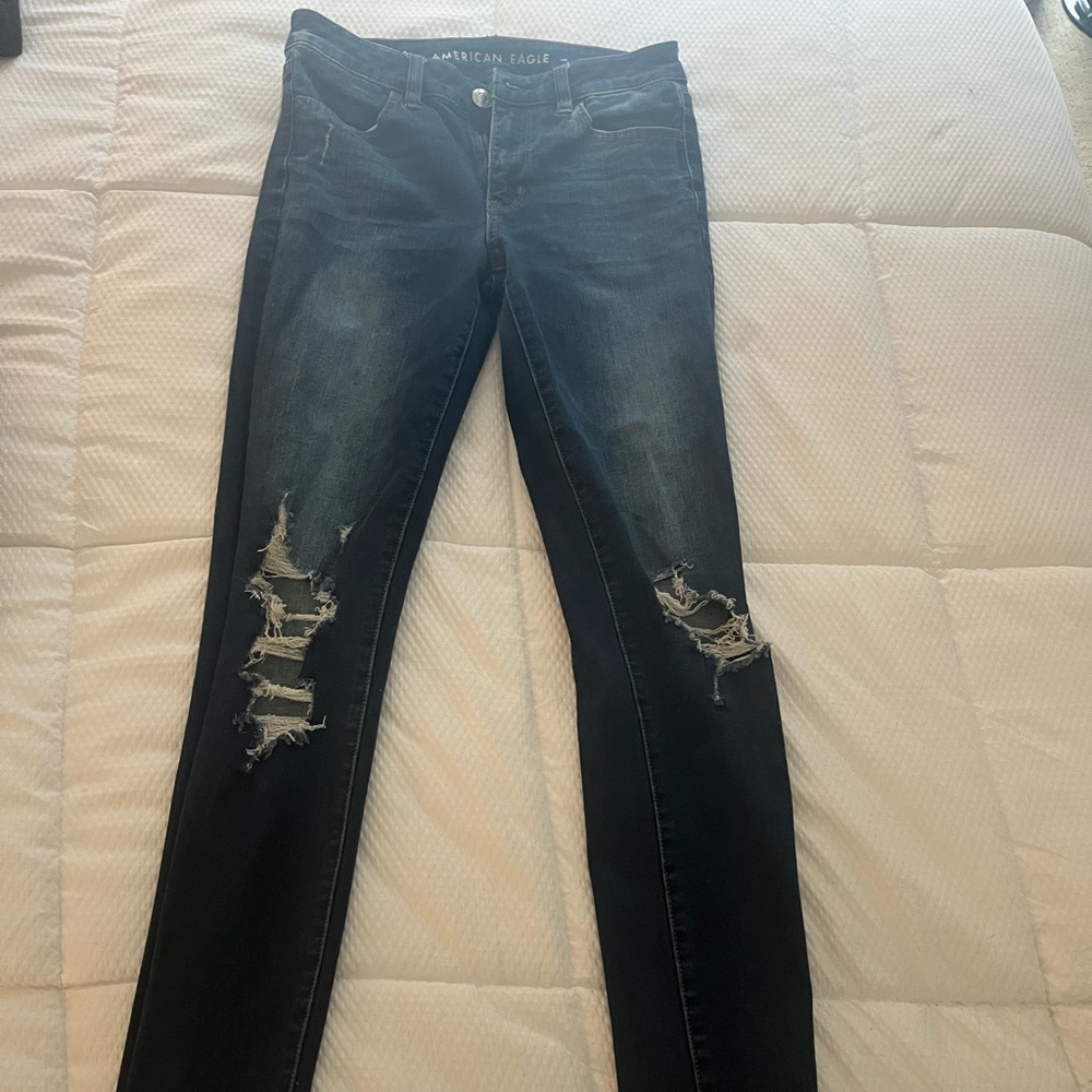 American Eagle Extra long distressed skinny jeans